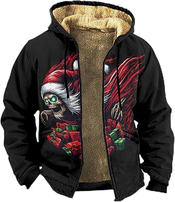 Vintage Wikinger Jacke Für Herren – Mit Kapuze, Fleece Gefüttert & Wikinger-Druck, Urban Streetwear Style