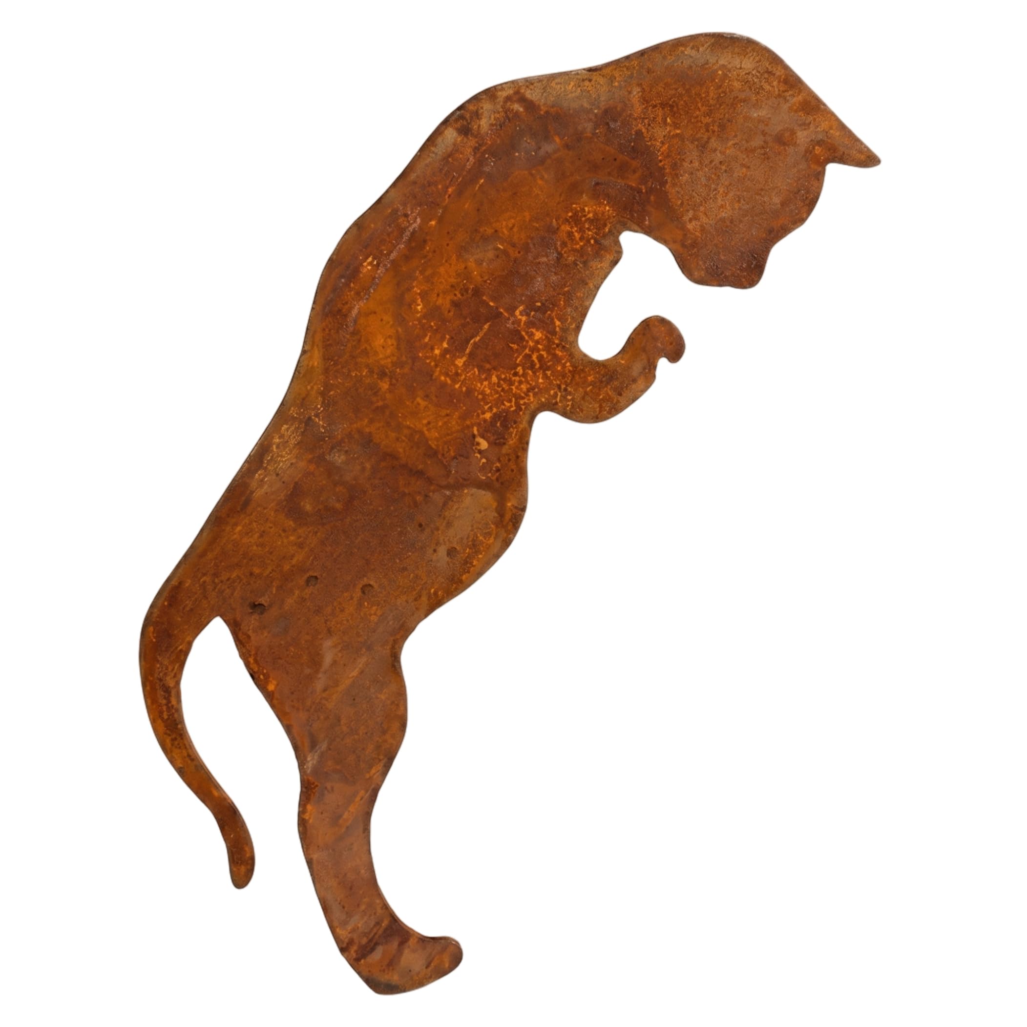 Vervevum Rustic Garden Decor 12in Iron Rusty Metal Garden Decor Ground & Pot Plant Decoration for Indoor Outdoor, Cat, Metal Yard
