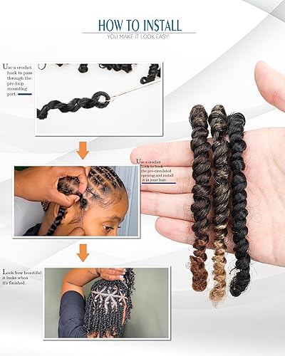 Miniatura 5 de Paquete combinado de cabello de ganchillo Passion Twist (6 paquetes 1B + 1 paquete T1B27+1 paquete T1B30), extensiones de cabello trenzado sintético