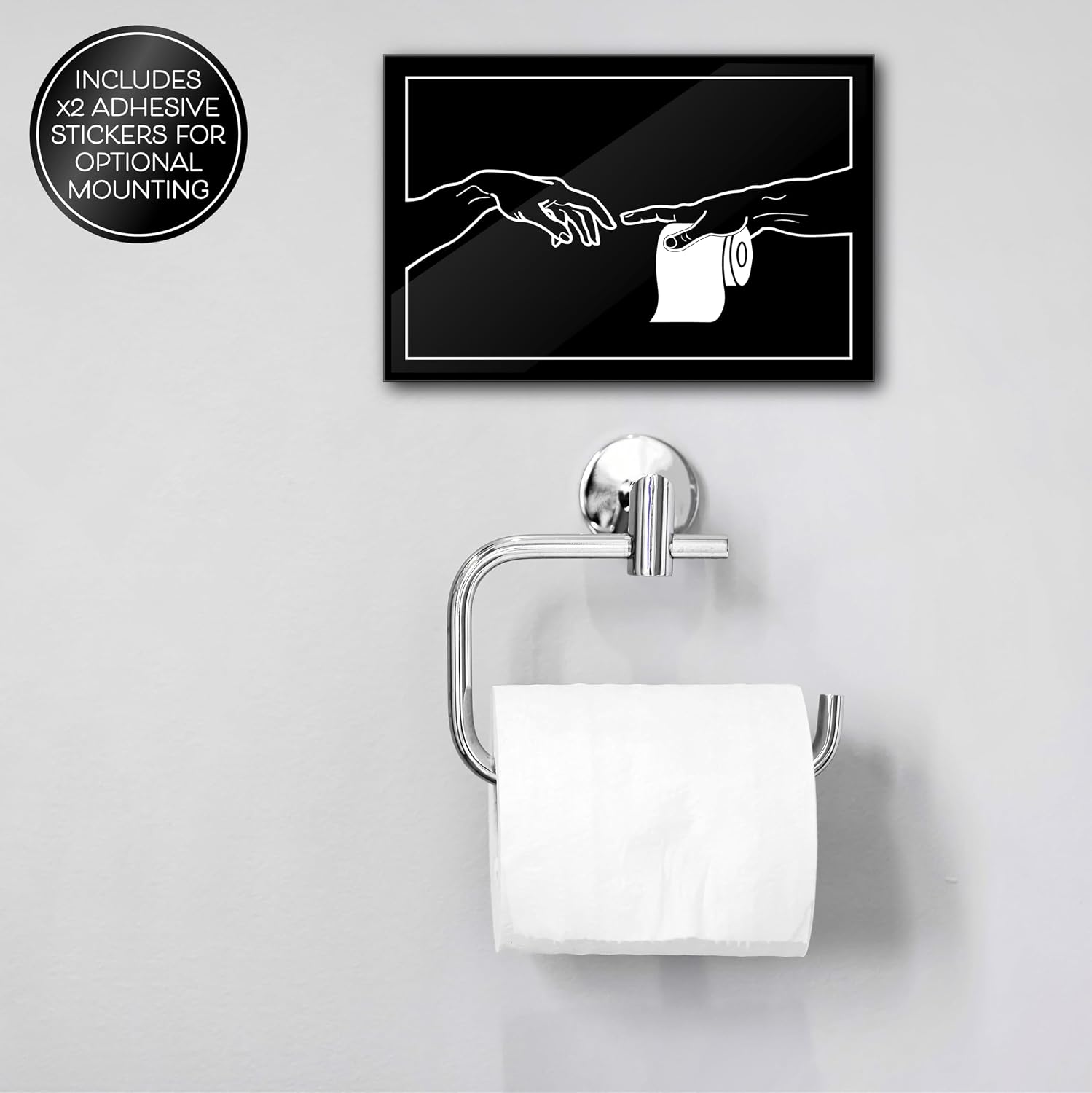 Premium Acrylic Funny Toilet Paper Sign, 6x4 Hands of TP Bathroom Shelf Decor, Funny Bathroom Signs Abstract Wall Art for Restroom, Aesthetic & Humorous Bath Room Decor Sign, Made in USA, Black