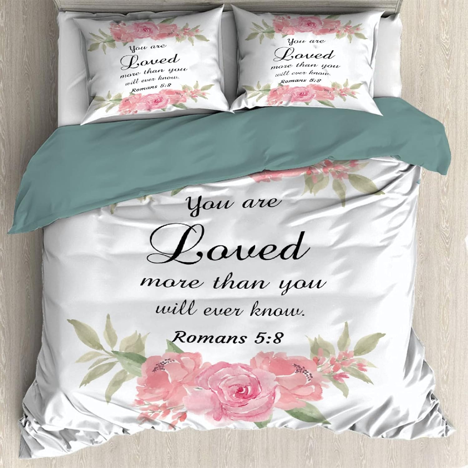 Daijizaio Soft Microfiber Duvet Cover Sets Love Bible Verse