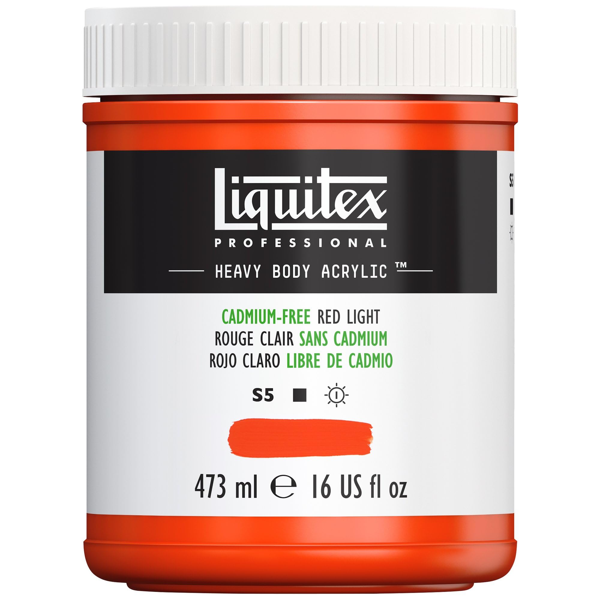 Liquitex 4412893 Professional Heavy Body Acrylfarbe in Künstlerqualität mit ausgezeichneter Lichtechtheit in buttriger Konsistenz, 473ml Topf - Kadmiumfrei Rot hell