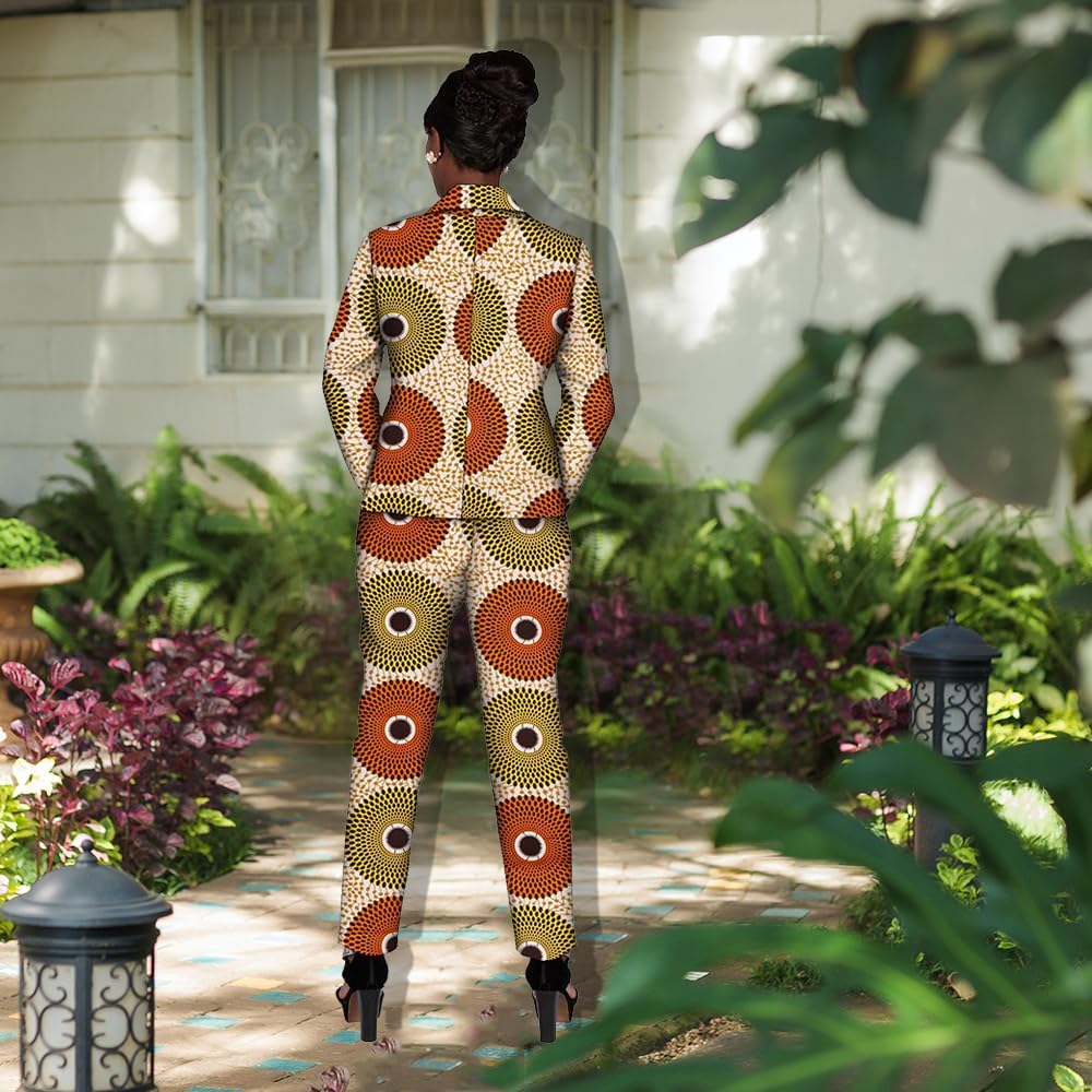 XIAOHUAGUA African Suits for Women Elegant 2 Pieces Outfits Set Blazer Coat and Pants Black History Month - Image 4