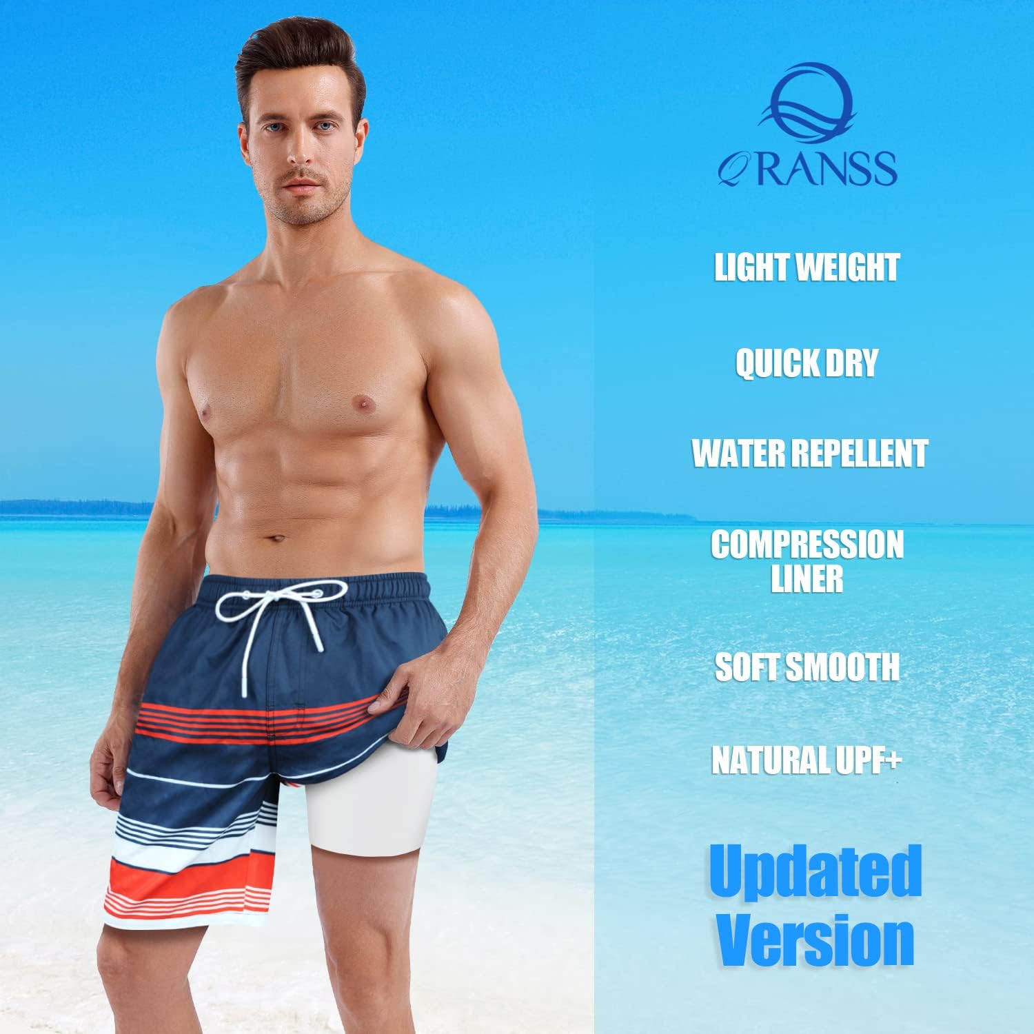 Mens Swimming Trunks with Compression Liner 9'' Quick Dry Long Swim Shorts Swimwear Boardshorts with Boxer Brief Liner