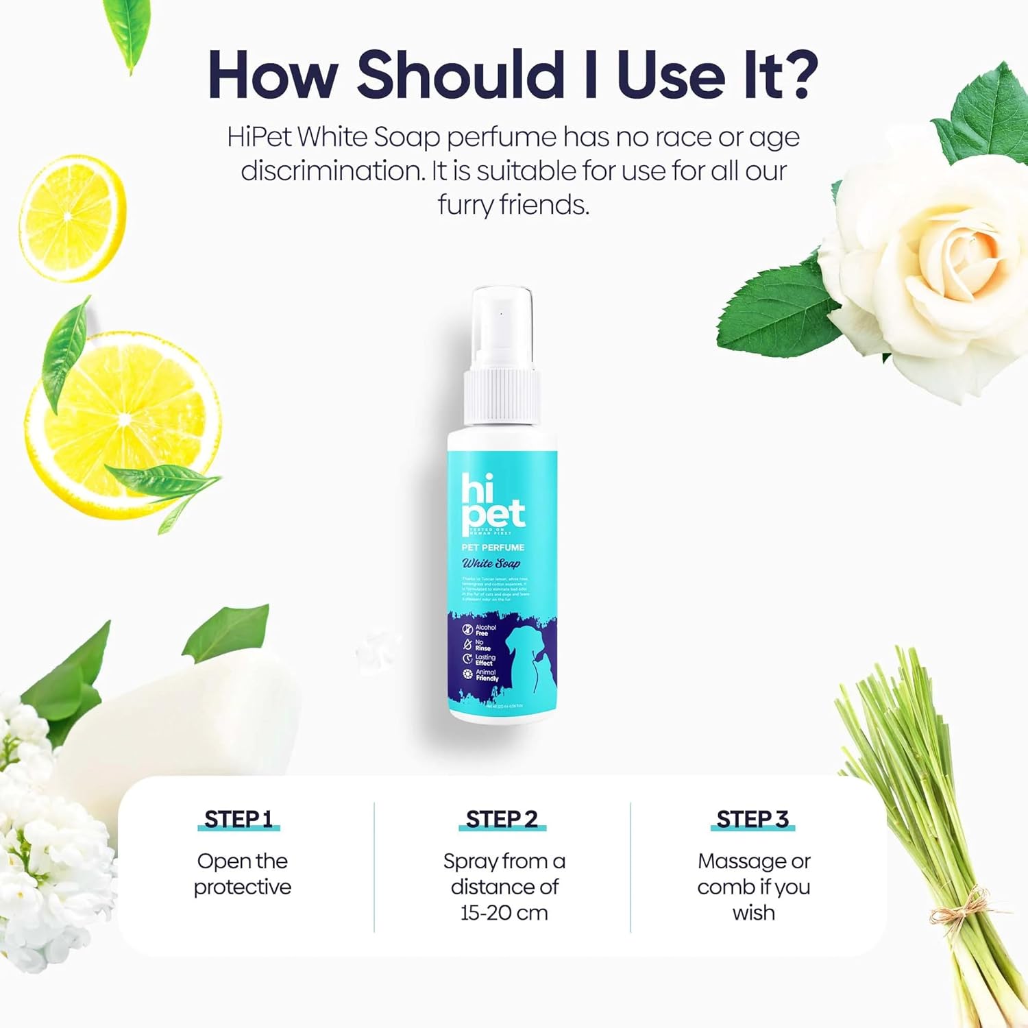 White Soap Pet Perfume, Cat & Dog Perfume Spray Long Lasting, Cat and Dog Cologne to Soften, Shine, Refresh the Coat, 4.06 Fl Oz (Pack of 3)