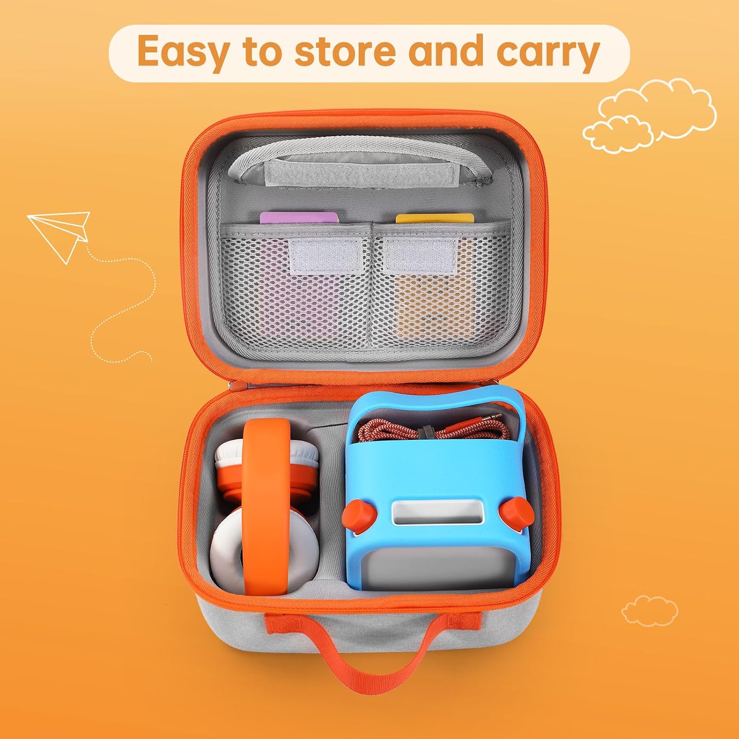 Travel Carrying Case Compatible with Yoto Player 3rd Generation Kids Audio Music Speaker, Hard Case Storage Bag for Audio Player & Headphone Accessories, with Shoulder Strap (Gray)