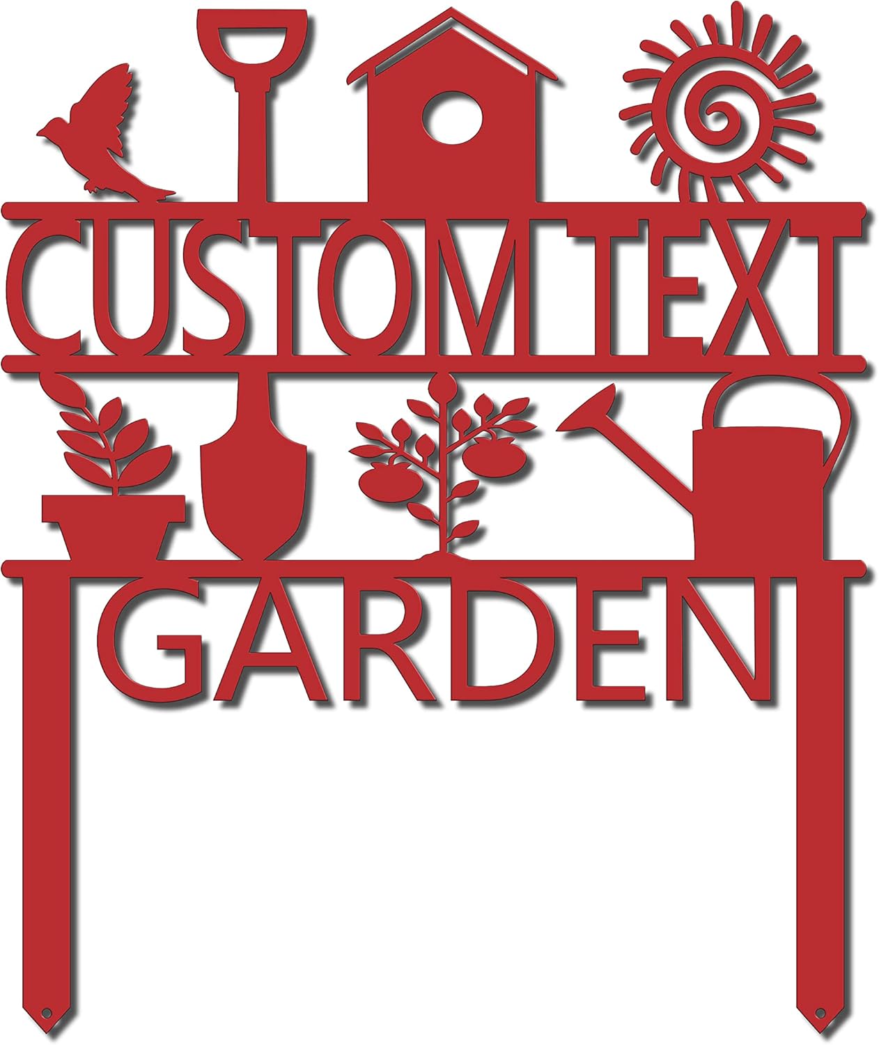 Lewis Design Company Custom Garden Sign, 17" W x 14 1/2" H, Black Metal, Outdoor Decorative Garden Stake