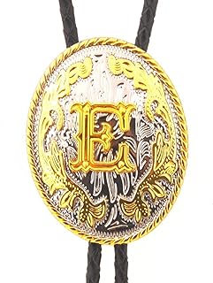 Bolo Corbatas Para Hombres - Corbata Con Iniciales Ovaladas De Dos Colores, Joyería Con Nudo De Letra Popular De Apellido Americano, Collar Con Colgante De Novedad Vintage Con Personalidad