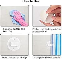 Vista 3 de 6 clips de cortina de ducha autoadhesivos para cortina de ducha, clip de peso, arreglar cortinas de ducha y cortinas