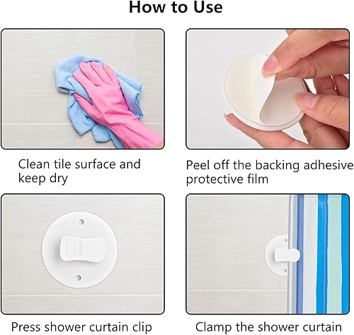 Miniatura 3 de 6 clips de cortina de ducha autoadhesivos para cortina de ducha, clip de peso, arreglar cortinas de ducha y cortinas