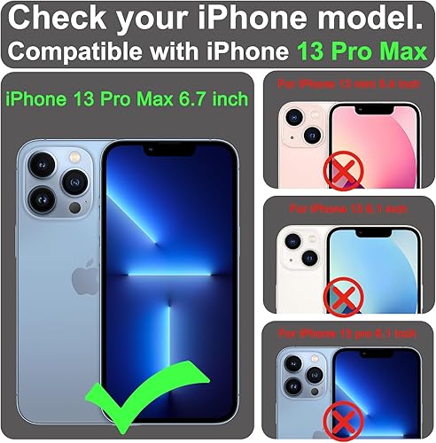 Miniatura 2 de VANAVAGY Funda tipo cartera compatible con iPhone 13 Pro Max para carga inalámbrica Magsafe, funda de piel sintética con tapa para la muñeca,