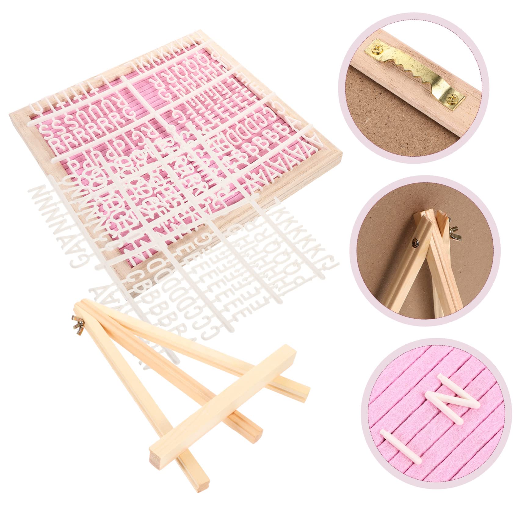 Tableau à Lettres en Feutrine Double Face en Bois Rose 1 Set