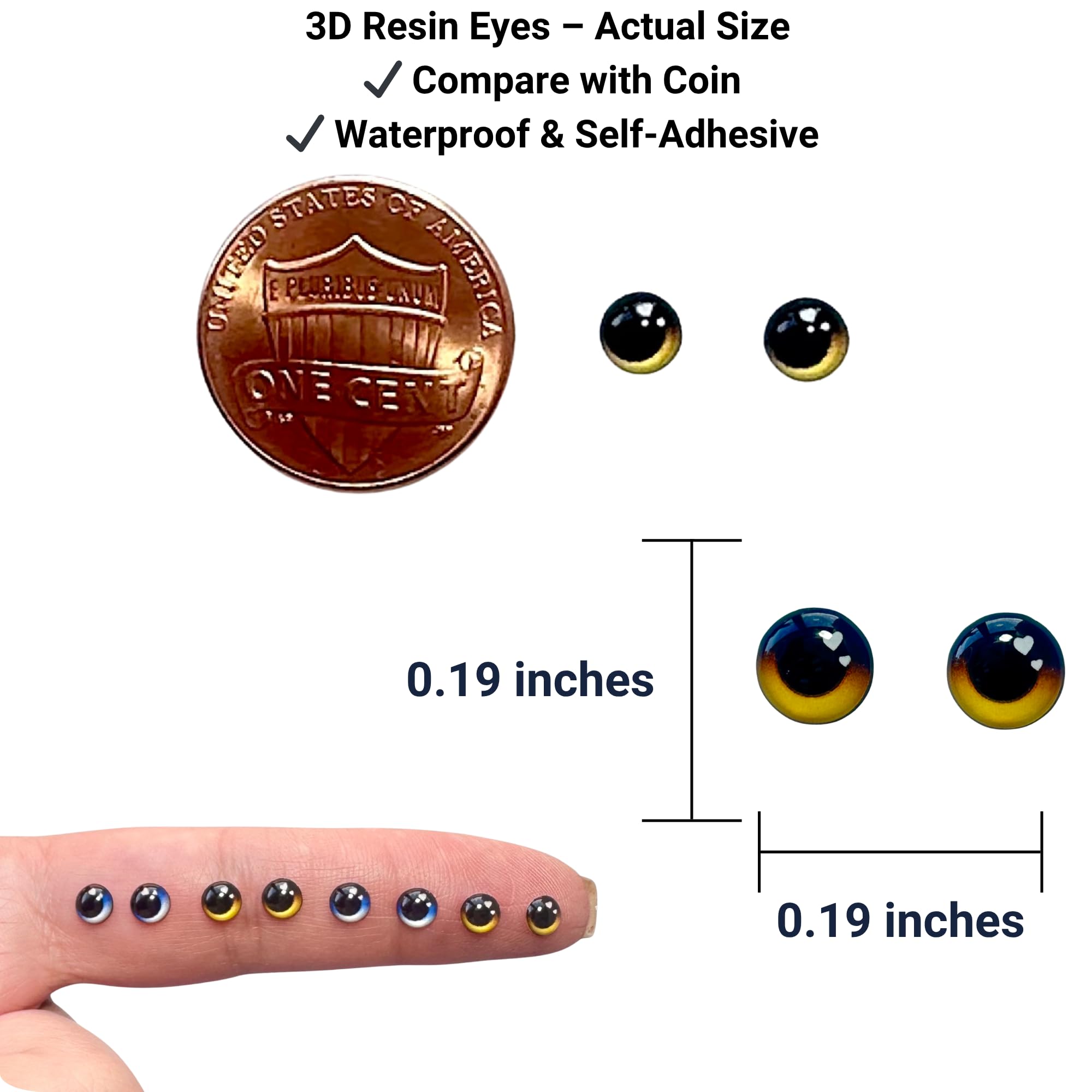 MS12-7: 128-Piece Self-Adhesive 3D Resin Googly Eyes (7mm) - 5 Colors For Crafts, Clay, Amigurumi, Scrapbooking