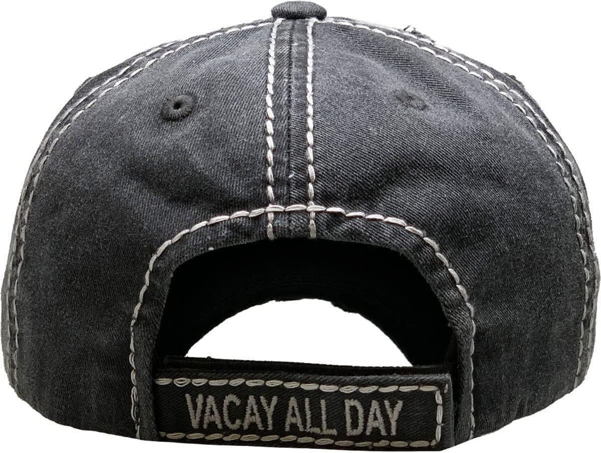 Vacay All Day Women's Vintage Baseball Hat (Black), One Size