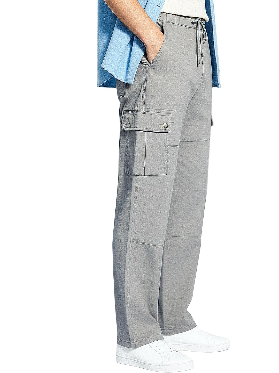 urbano fashion Men's Loose Baggy Fit Cargo Jogger Chino Pant with 6 Pockets Stretchable-picture-15