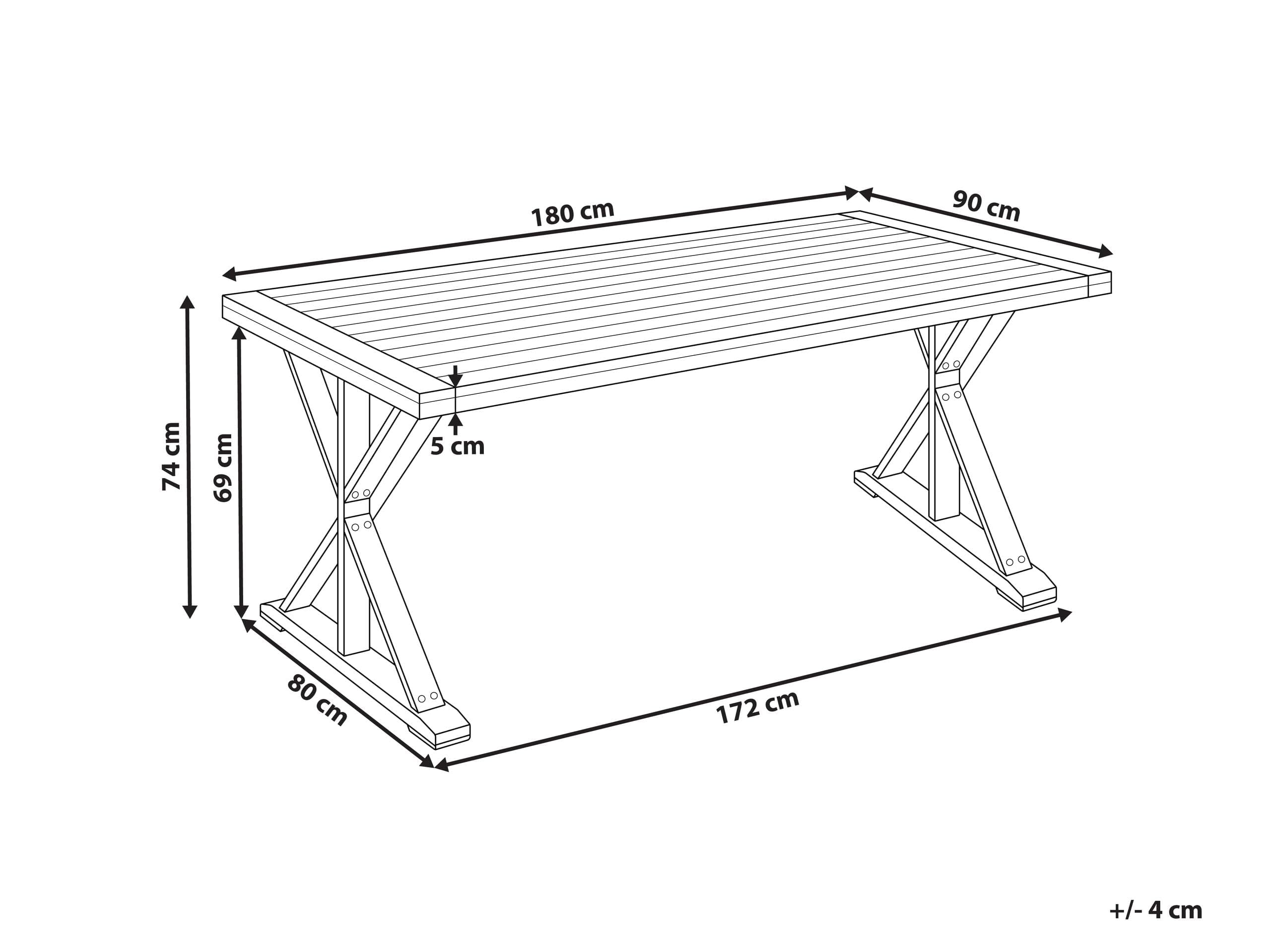 Beliani Gartentisch Akazienholz braun rechteckig 180 x 90 cm für 6 Personen Calabritto