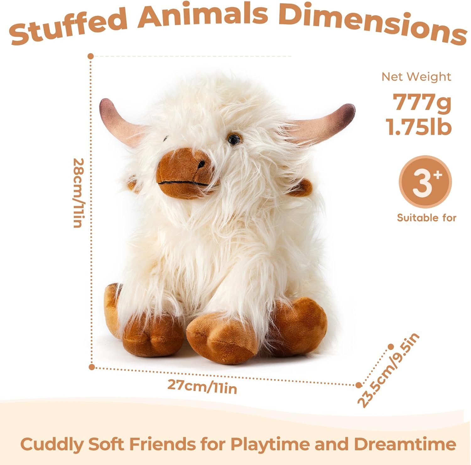 White Highland Cow Microwavable Weighted Stuffed Animals,Lavender Scented Heating Pad for Period Cramps&Pain&Warm,Heatable&Coolable Companion Plushies Toys Gifts for Kids Women