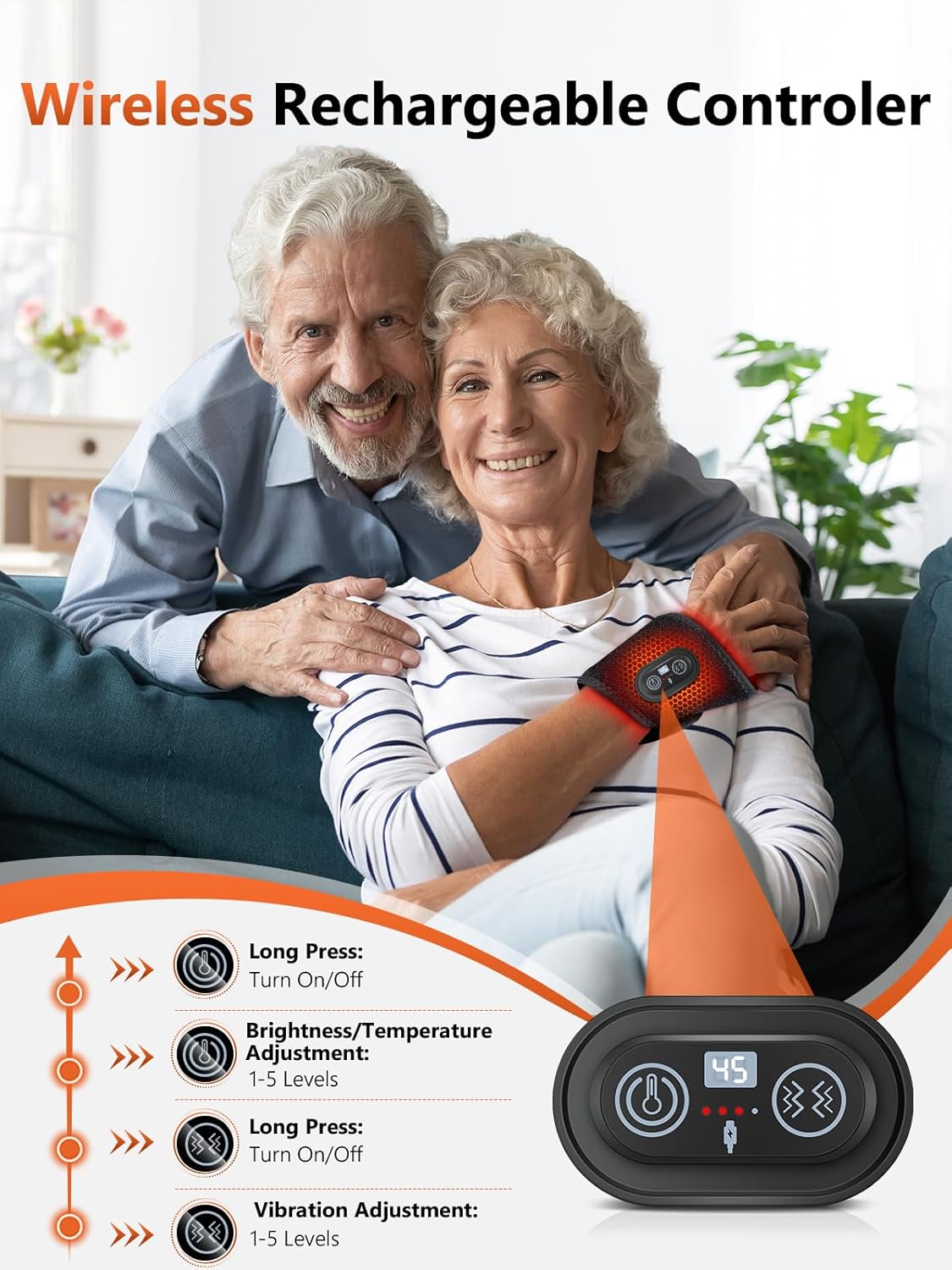 Red Light Therapy for Hands Wrist with Heat & Massage, 3000mAh Wireless Controller, Wearable Near Infrared & Red Light Wrist Wrap with 36 Beads for Faster Recovery & Hand Pain Relief - Image 7