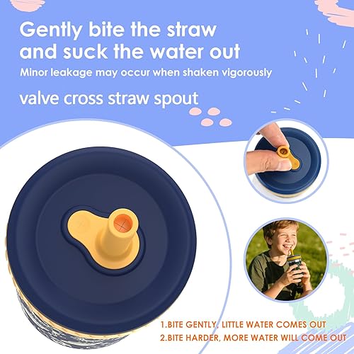 Miniatura 4 de Sursip Vasos infantiles de acero inoxidable con pajitas y tapas, resistentes a derrames, con popote de silicona para batidos, bebidas, aperitivos,