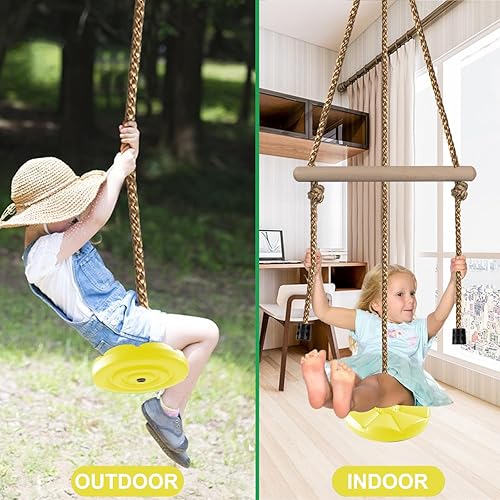 Miniatura 5 de KINSPORY Columpio de disco para niños, accesorios de juego de columpios, barras de mono de gimnasio de altura ajustable de 7 pies, asiento de árbol