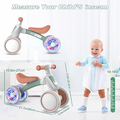 Miniatura 7 de Juguetes de bicicleta de equilibrio para bebés de 1 año de edad, bicicleta de equilibrio para niños de 10 a 36 meses, sin pedal, 4 ruedas de