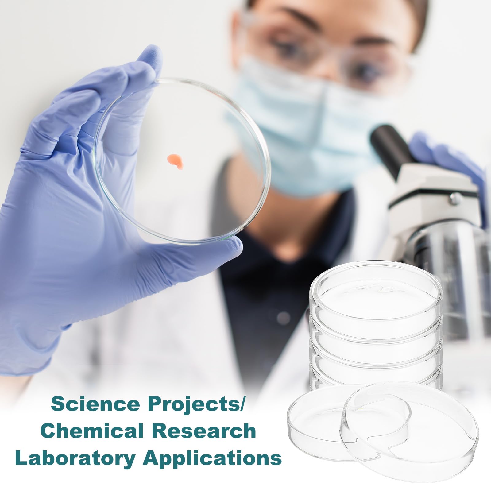 PATIKIL 100mm Alto Borosilicato Vidrio Petri Placas con Tapas, 10 Paquete Petri Placas Pañuelos Cultura Plato para Laboratorio Ciencia Experimento, Transparente