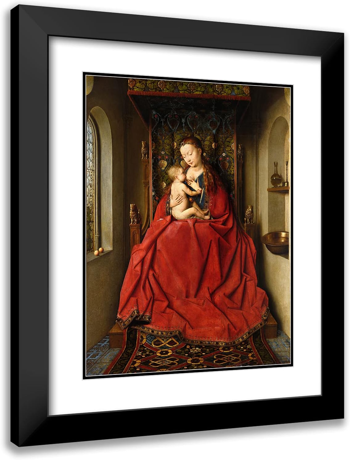 ArtDirect Jan van Eyck 14x18 Black Modern Frame and Double Matted Museum Art Print Titled - Lucca Madonna (ca. 1437)