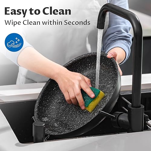 Miniatura 8 de BEZIA Juego de utensilios de cocina de inducción de 13 piezas, juego de ollas y sartenes antiadherentes con asas extraíbles, para todas las