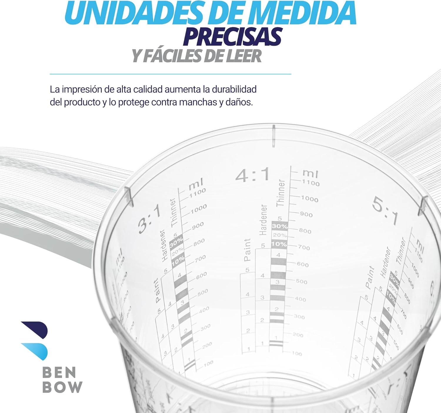BenBow Vaso Medidor Profesional 100x 1370ml con 12x Tapa - Escala Diversa - Vaso Con Escala, Vaso Para Mezclar, Vaso Para Mezclar Pintura, Vaso Para Medir, Vaso Para Pintar, Vaso Para Mezclar