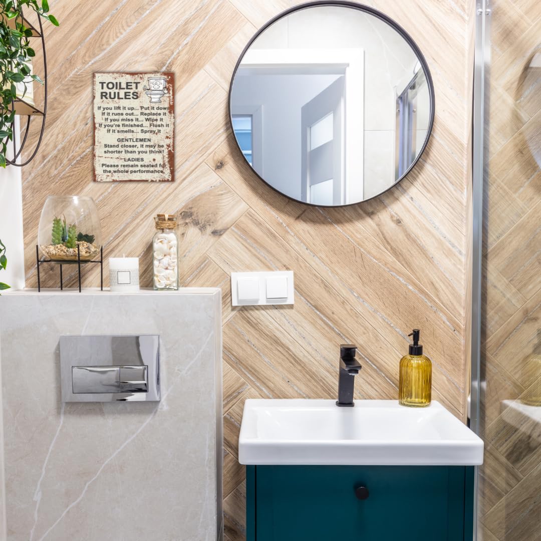 Agedsign Cartello In Metallo Con Regole Del Bagno – Decorazione Parete Vintage 30,5x20,3 Cm Per Casa Rustica E Fattoria