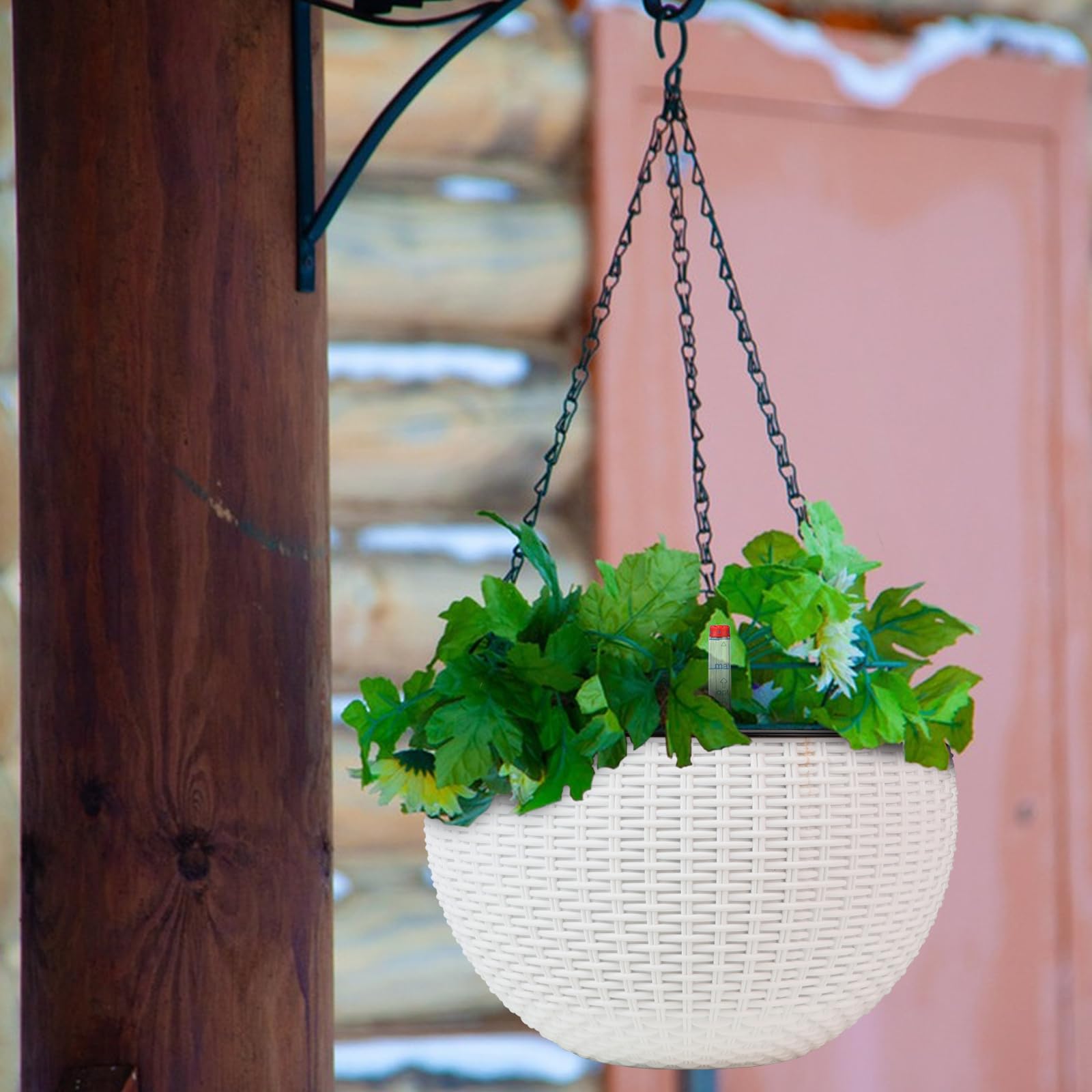 CPROSP 2tlg 28cm Selbstbewässerungstopf Hängend mit Wasserstandsanzeigen, Selbstwässernder Blumentopf, Blumenampel, Hängeblumentöpfe mit Drainagelöchern, Blumentopf Wasserspeicher mit Topf System