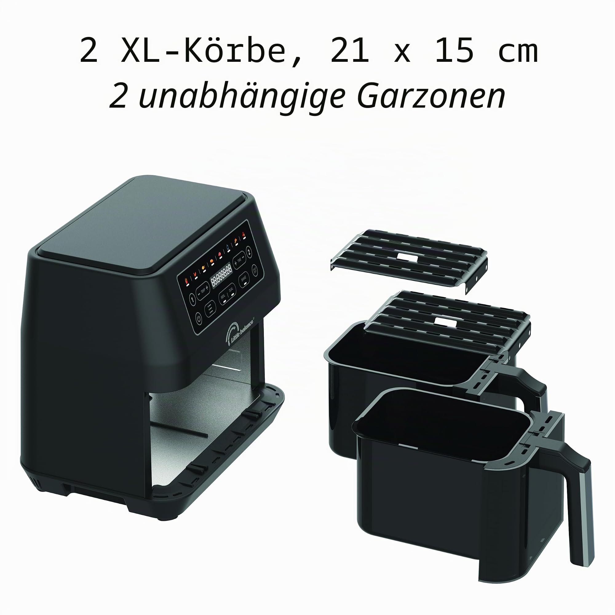 Friggitrice Dietetica - Little Balance - 8765 - Crousty Light Duo - 9 L - 2460 W - 9 Programmi - Nero