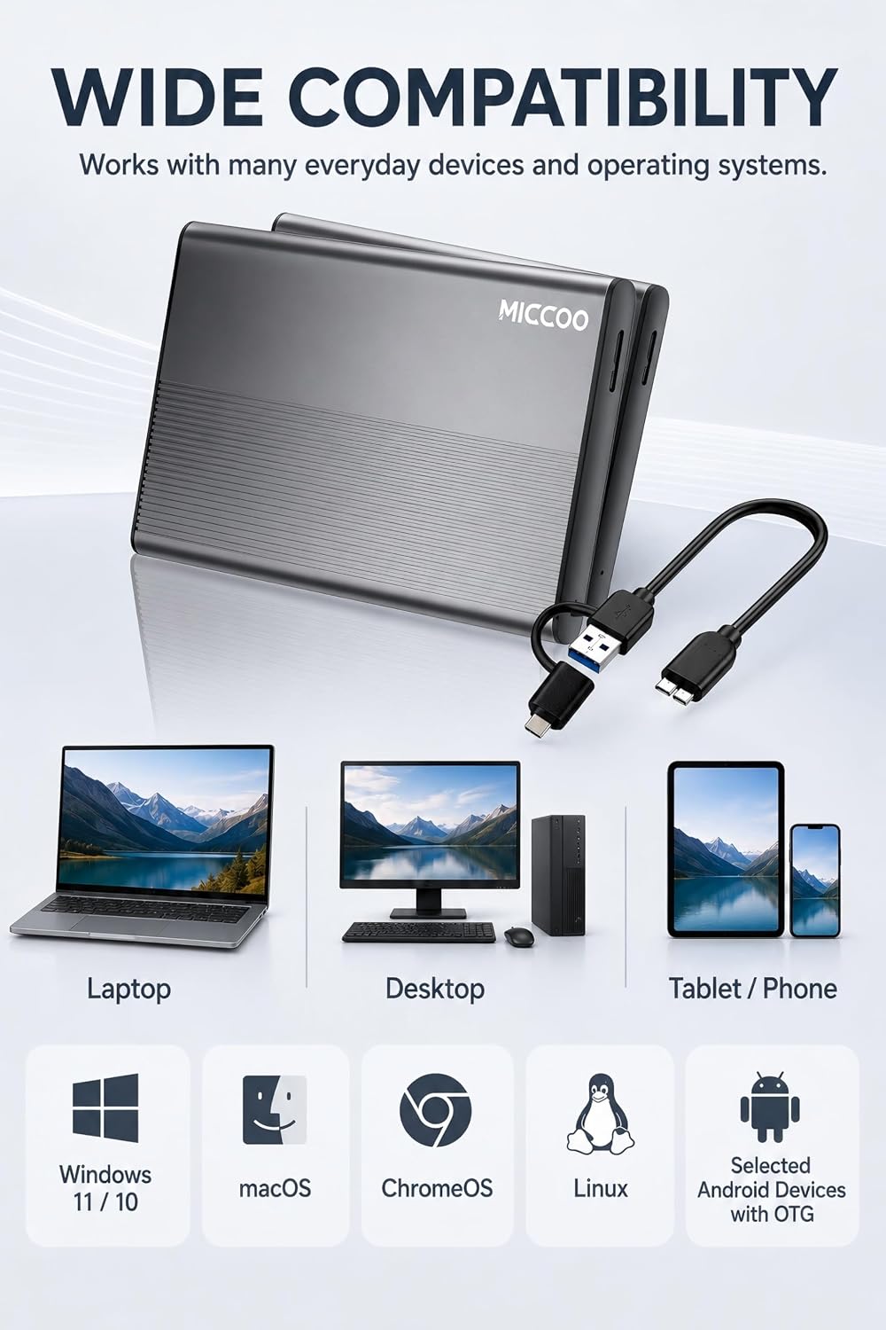 500GB External Hard Drive, Portable HDD Expansion Storage