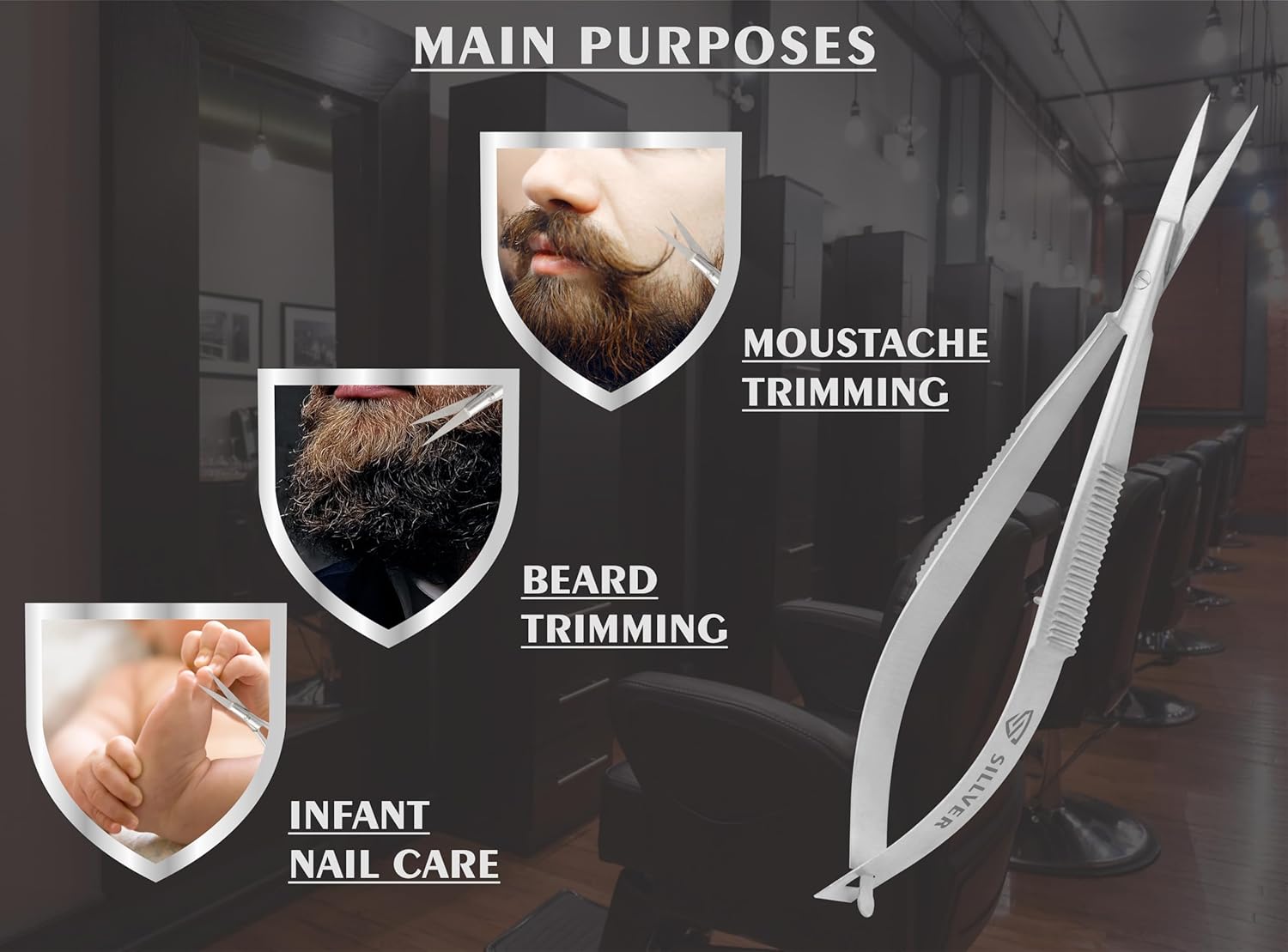 SILER Cuticle Nail Scissors Extra Fine Straight Eyebrow Scissors, Spring