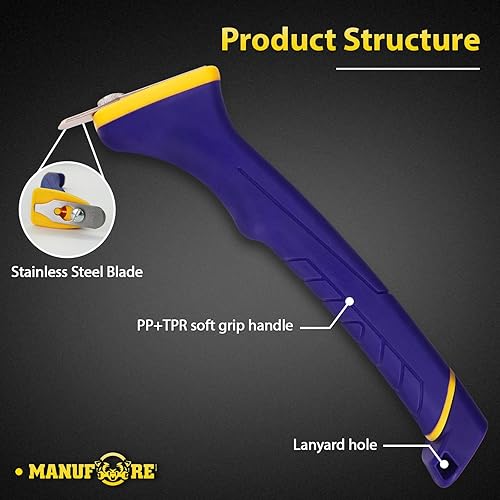 Miniatura 2 de MANUFORE Rascador de pintura de contorno de agarre suave, 6 cuchillas diferentes de acero inoxidable para quitar pintura, barniz, masilla u óxido