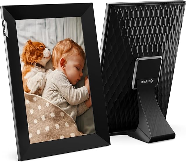 Nixplay W10K - Black Silver 10.1 inch Touch Screen Digital Picture Frame with WiFi - Unlimited Cloud Photo Storage - Share Photos and Videos Instantly via Email or App - Preload Content