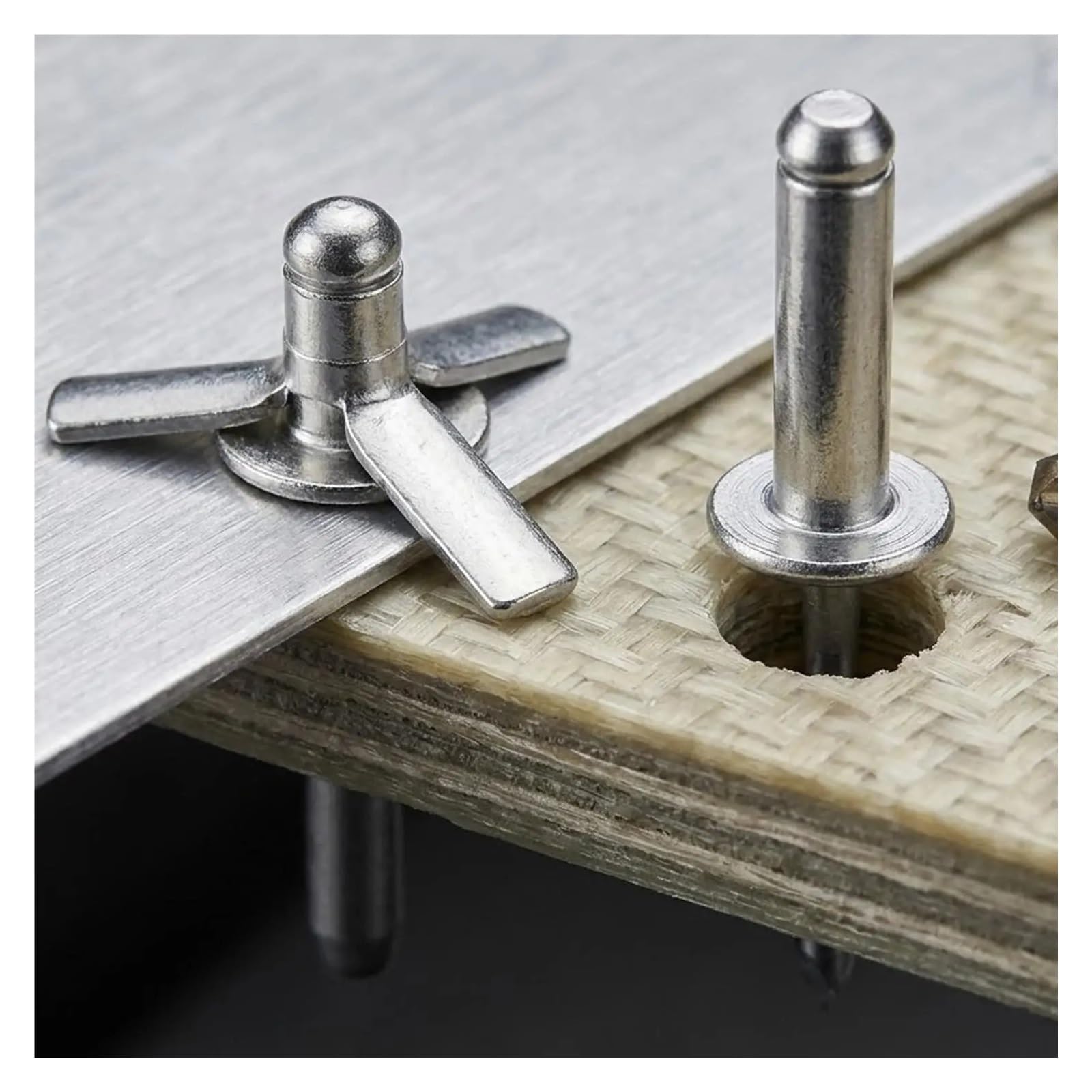 50/300 Uds. Remaches Ciegos Triples De Aluminio Kit Surtido De Remaches Pop De Cabeza Redonda for Clavos De Sujeción for Reparaciones Automotrices De Plástico De Madera(300PCS,4mm)