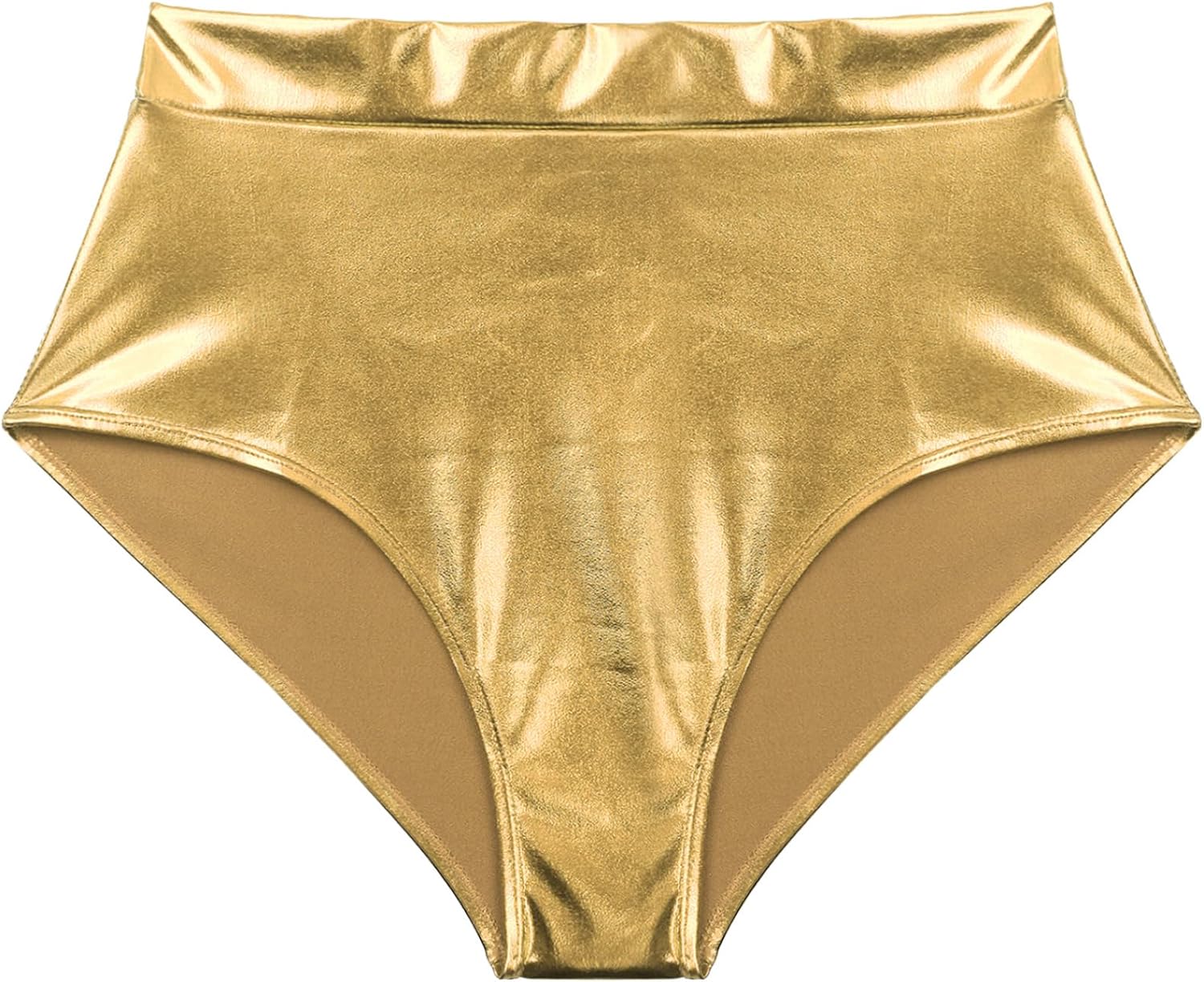 Women Metallic Booty Shorts Shiny High Waisted Rave Bottoms for Dance Festival Costumes