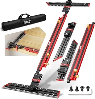 Stair Tread Template Tool, 2025 Integrated Design Stair Tread Jig - No Assembly Required, Solid Aluminum Alloy Stair Measuring Tool with Edge Stops for Measuring Stairs Riser & Partitions (Black)