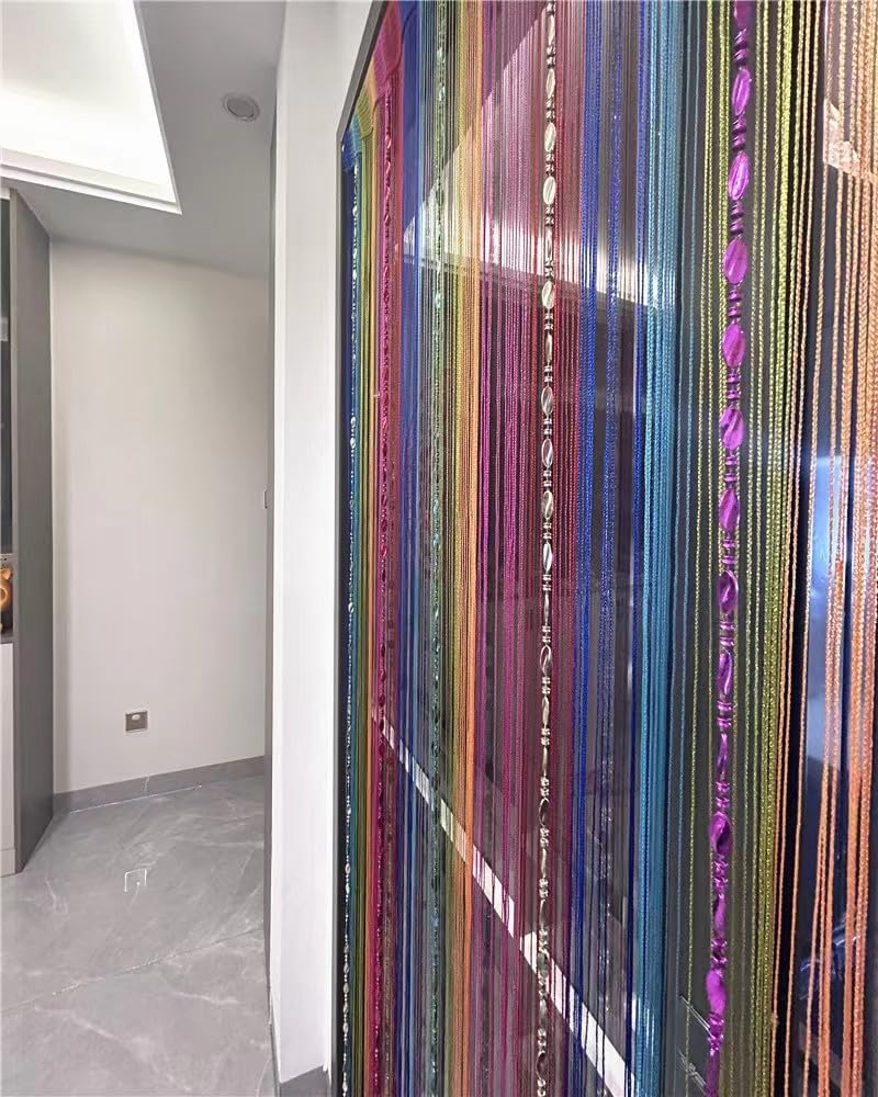 ave split 100cmX200cm Decorative Door String Curtain Beads Wall Panel Fringe Window Room Divider Blind for Wedding Coffee House Parts Door Divider Beads Tassel Screen Decoration (Colorfull 25) - Image 3