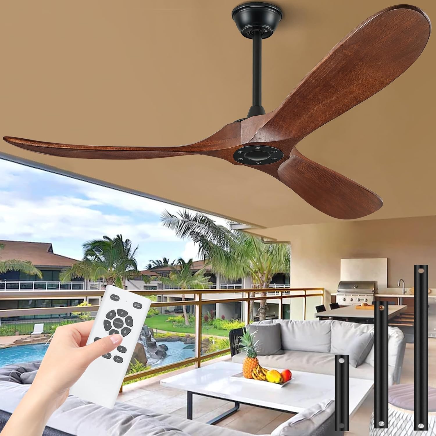 BOOSANT 60 inch Ceiling Fan Without Light, Ceiling Fan no