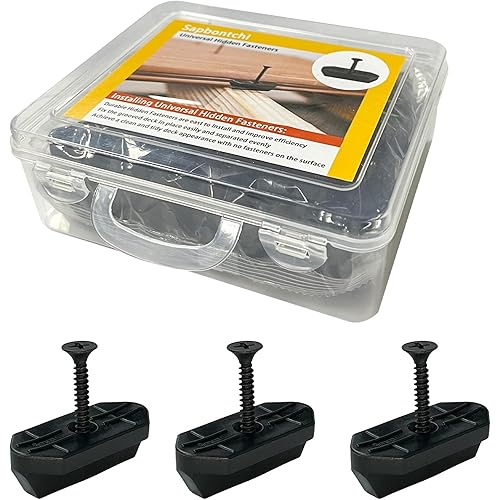 Hidden Fasteners for Composite Decking Board, Composite Decking Clips & Plastic Hidden Fasteners with Screws, Universal Composite Deck Fasteners, 100 Per Box for 55 SQ.FT. (55 SQ.FT.)