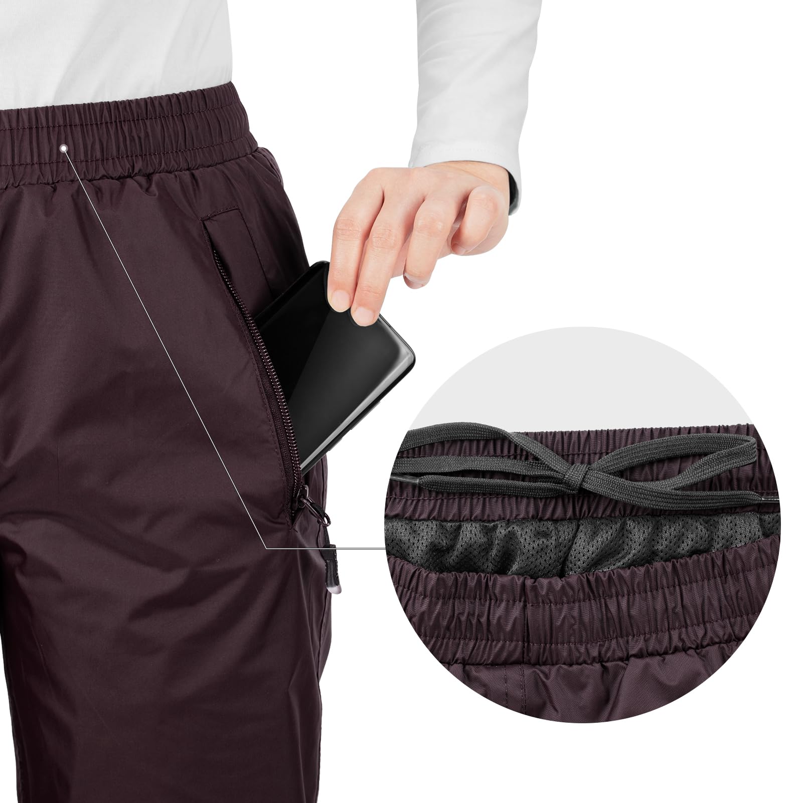 33,000ft Pantalon de Pluie Femme Respirant Imperméable Pantalon de Randonnée Coupe-Vent Résistant D'extérieur Pantalon de Trekking