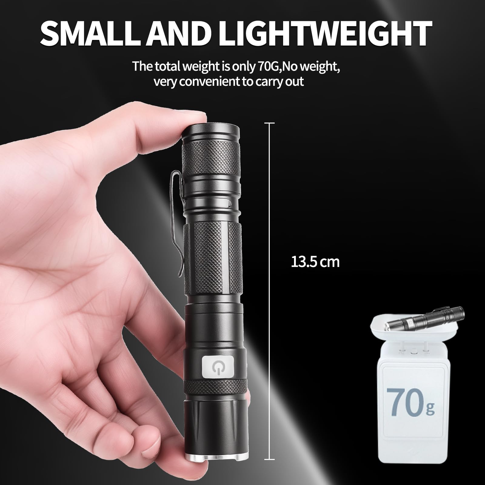 DT009 LED-Taschenlampe, wiederaufladbar, 1500 hohe Lumen, taktische Taschenlampe, IP68 wasserdicht mit 5 Modi, EDC-Hand-Taschenlampe für Wandern, Camping, Notfall, 2 Stück