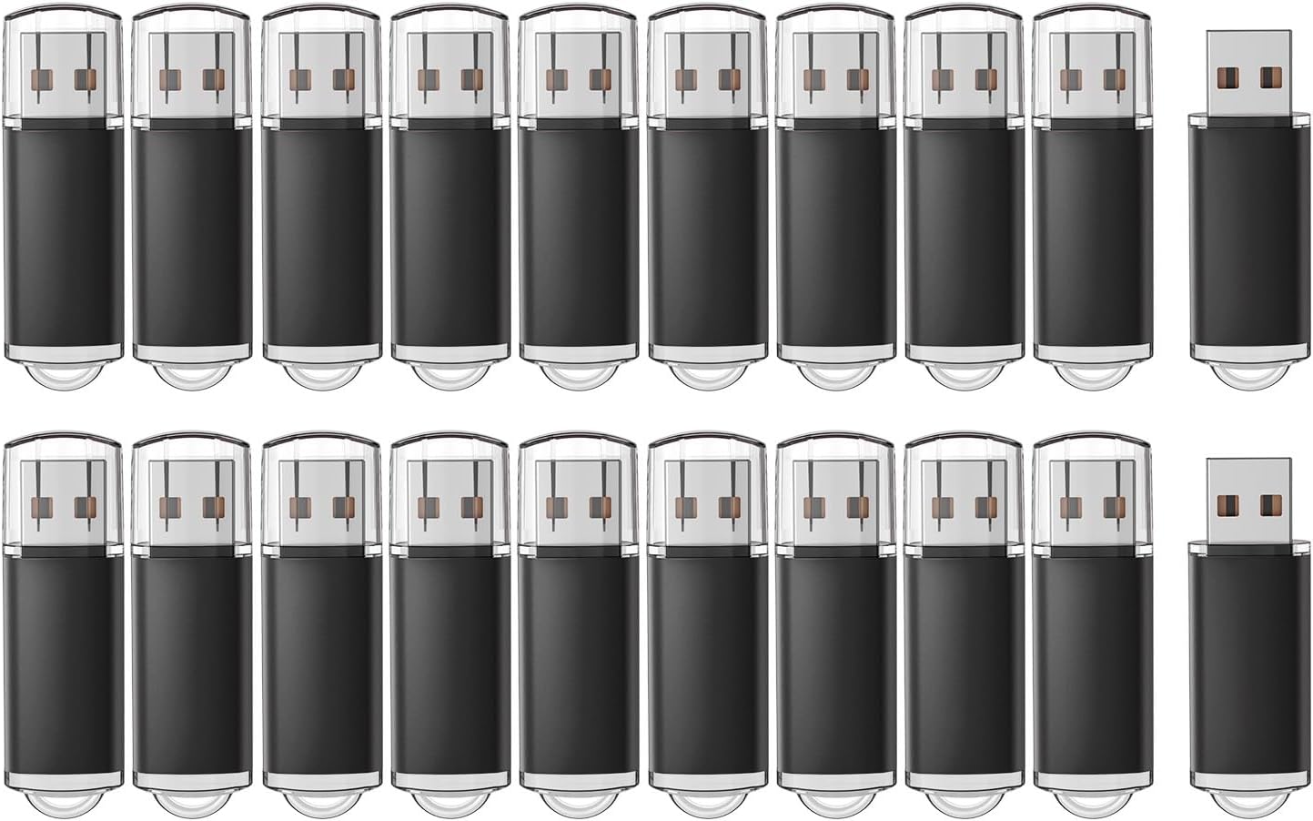 RAOYI 20 Pack 16GB USB Flash Drive Bulk USB 2.0 Memory Stick Thumb Drive Pen Drive Bundle-Black