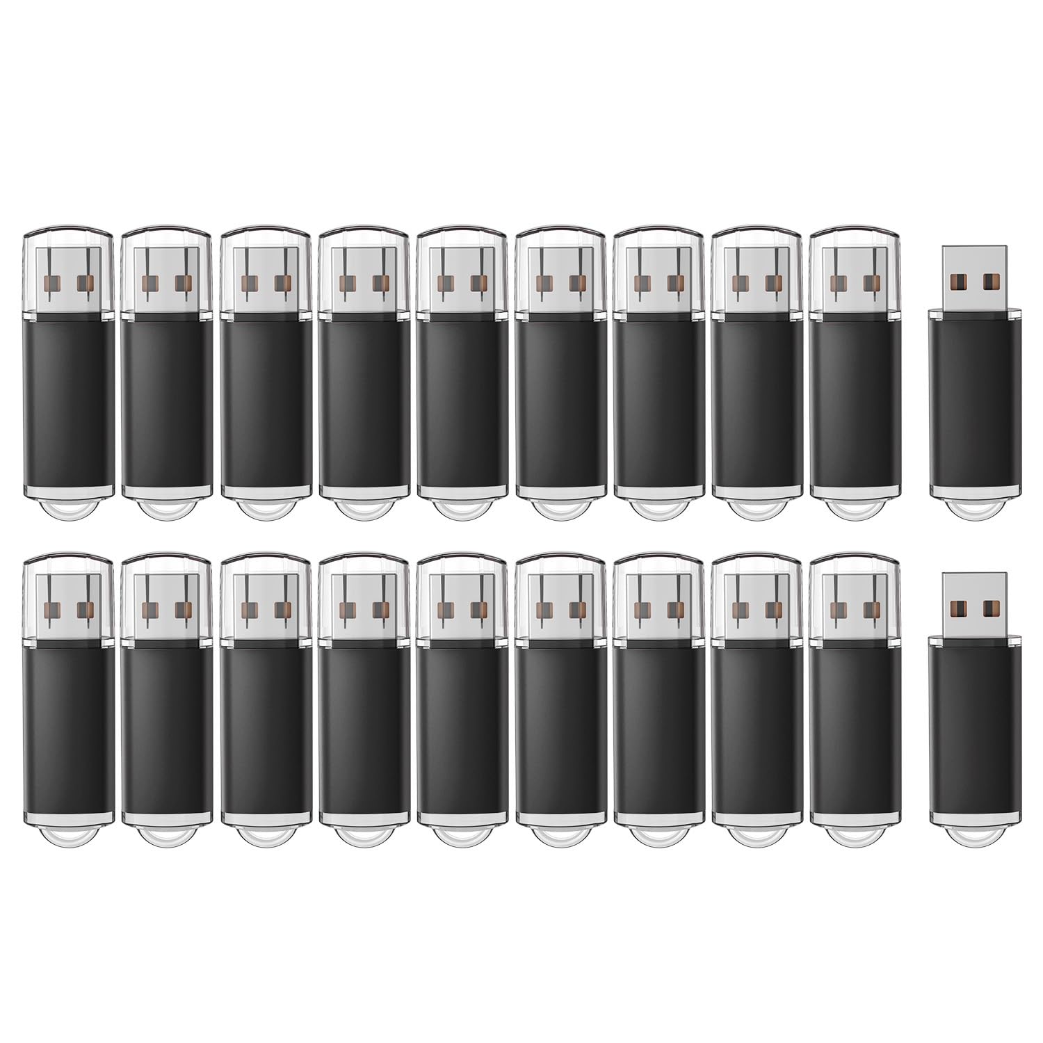 RAOYI 20 Pack 16GB USB Flash Drive Bulk USB 2.0 Memory Stick Thumb Drive Pen Drive Bundle-Black