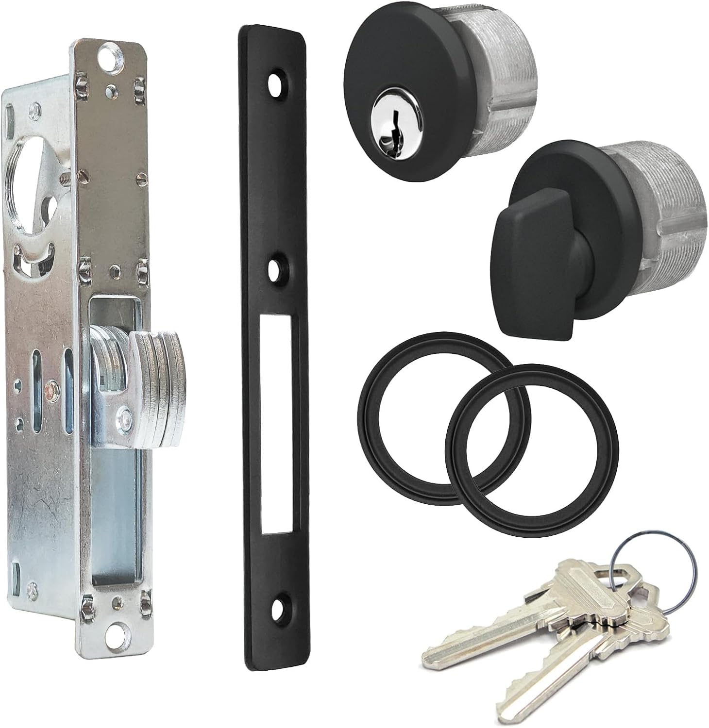 Storefront Commercial Aluminum Door Sliding Door | Mortise Hook Bolt Deadbolt Lock with Key Cylinder & Thumbturn | Hookbolt Key Thumbturn Combo, 1-1/8" Backset, Aluminum and Duronotic (DU)