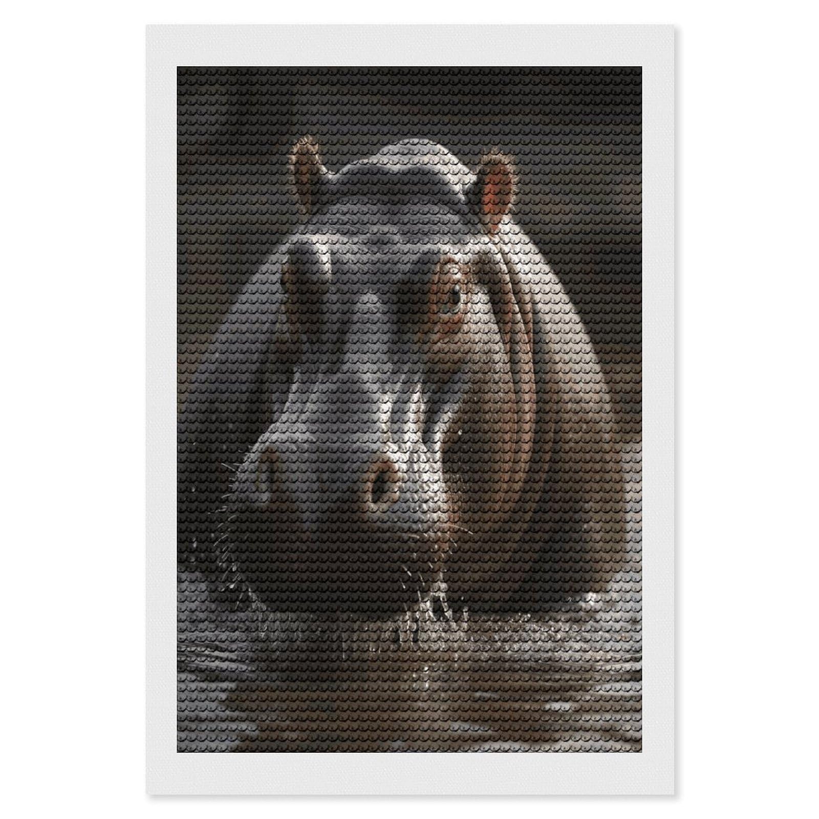 FekiLoot Hippo Diamond Art Kits for Adults Diamond Painting Kits for Beginners DIY Diamond Art Kits Round Full Drill Diamond Dot Gem Painting for Home Wall Decor Gift 8"x12"