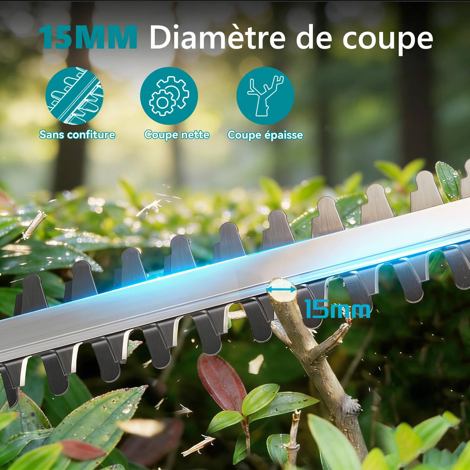 Yofidra Taille Haie Batterie, avec 2 Batteries 2.0Ah, 50cm Coupe Longueur | Taille-Haie Électrique sans Fil, Lames Double Action 15mm, Taille Haie Léger avec Housse de Protection