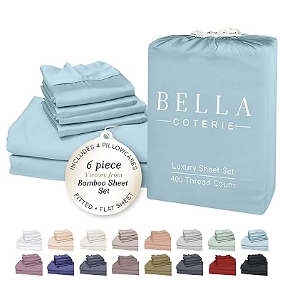 Bella Coterie 6 Piece Luxury Bamboo Viscose King Size Sheet Set | 100% Organically Grown | Cooling for Hot Sleepers | 18" Deep Pocket | Soft & Hypoallergenic | 4 Pillowcases [Dune]